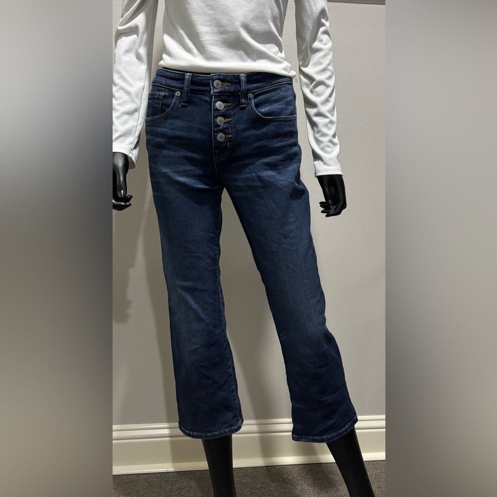 Lucky Brand Ava crop mini boot button front dark wash 4 27 stretch skinny